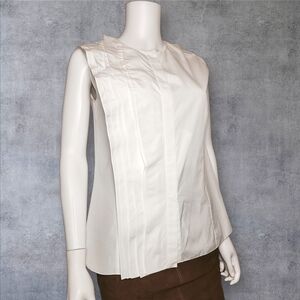 $930 NWT LANVIN Sleeveless Asymmetrical Pleated Top Medium / 38